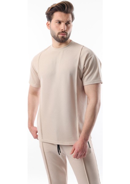 Bej Önü Pileli Overfit Erkek Takım E7304 modelleri