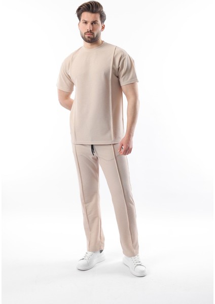 Bej Önü Pileli Overfit Erkek Takım E7304 fırsatları