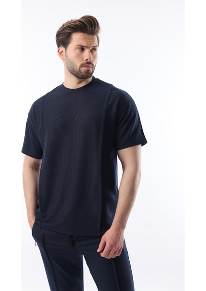 Lacivert Önü Pileli Overfit Erkek Takım E7304 modelleri