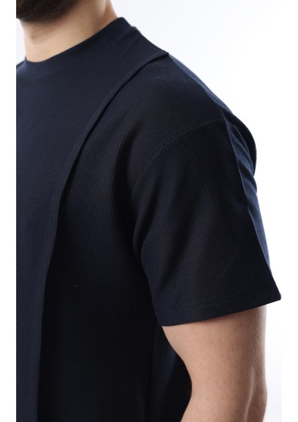 Lacivert Önü Pileli Overfit Erkek Takım E7304 fırsatları