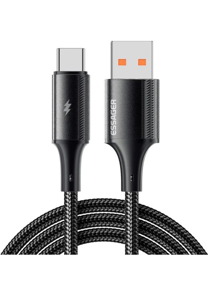 2 Metre 6A 120W Mega Hızlı USB To Type-C Şarj Data Kablosu Korumalı Güçlü Kablo