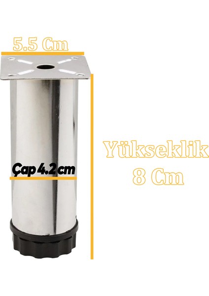 Ayarlanabilir Mobilya Kanepe Baza Koltuk Dolap Metal Destek Yükseltici Ayağı Krom Ayakları (4 Adet) fiyatları