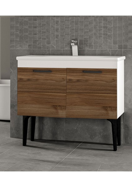 Toronto Banyo Alt Dolabı 100 cm Beyaz-Ceviz fiyatları