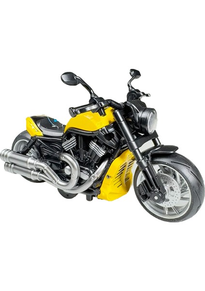 Işıklı ve Müzikli Model Motor Sesli Çek Bırak Motor Diecast Motor Modelleri Sarı 16CM