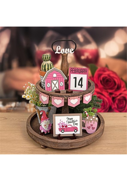 Sevgililer Günü Katlı Tepsi Hediyesi - Masa Ahşap Tabela Dekorasyonları (Yurt Dışından) indirimleri