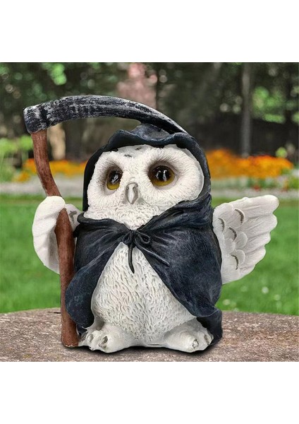 Reaper-Owl Reçine Dekorasyon Süsü Patio El Sanatları Sevimli Süs (Yurt Dışından)