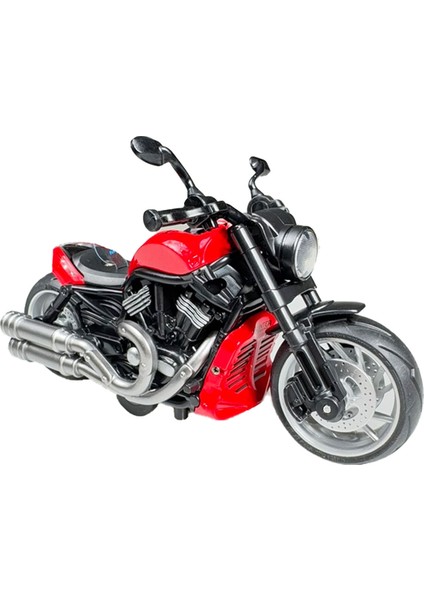 Işıklı ve Müzikli Model Motor Sesli Çek Bırak Motor Diecast Motor Modelleri Kırmızı 16CM