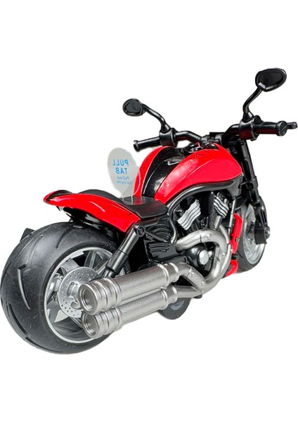 Işıklı ve Müzikli Model Motor Sesli Çek Bırak Motor Diecast Motor Modelleri Kırmızı 16CM modelleri