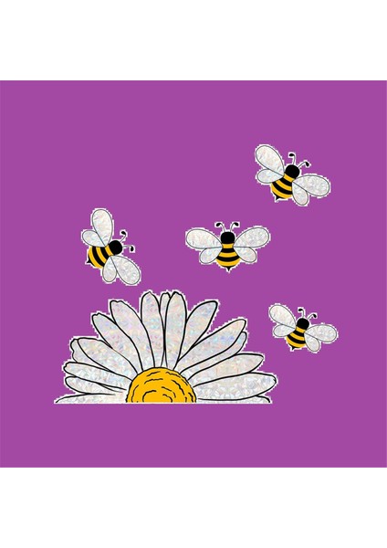 Sevimli Arılar Stili Cam Sticker, Arı Pencere Çıkartmaları- Ayçiçeği (Yurt Dışından)
