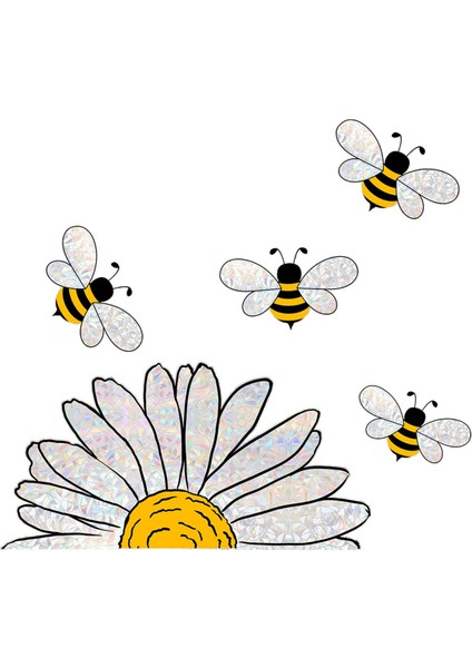 Sevimli Arılar Stili Cam Sticker, Arı Pencere Çıkartmaları- Ayçiçeği (Yurt Dışından)