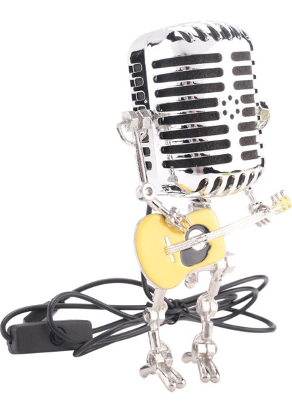 Lamba Vintage Metal Mikrofon Robot Masa Lambası, Sarı ve Gümüş (Yurt Dışından) fiyatları