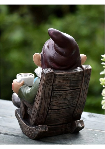 Gnome Cüce Sallanan Sandalye Süsü Reçine Açık Bahçe Dekorasyonu (Yurt Dışından)