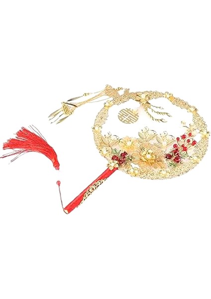 Çin Vintage Yuvarlak Yelpazeler, Anka Kuşu Şekilli Alaşımlı Yelpaze (Yurt Dışından)