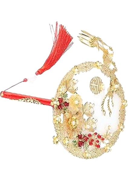 Çin Vintage Yuvarlak Yelpazeler, Anka Kuşu Şekilli Alaşımlı Yelpaze (Yurt Dışından)