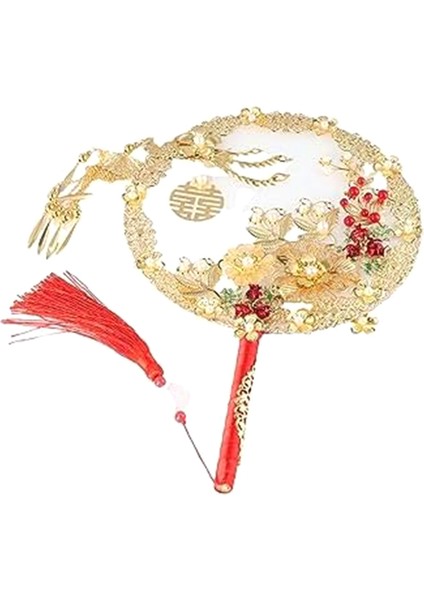 Çin Vintage Yuvarlak Yelpazeler, Anka Kuşu Şekilli Alaşımlı Yelpaze (Yurt Dışından)