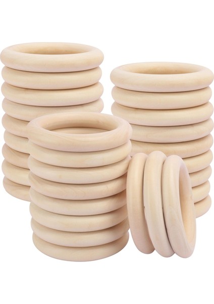 30 Paket Tamamlanmamış Ahşap Yüzükler Doğal 4 Inç Ahşap El Sanatları Yüzükleri (Yurt Dışından)