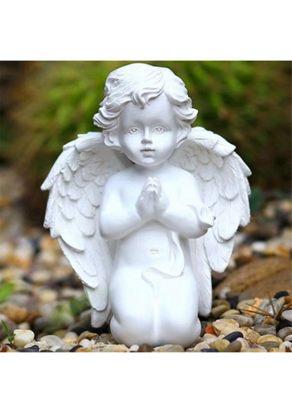 Diz Çökmüş Dua Eden Saf Beyaz Melek Kanatlı Reçine Bahçe Heykeli (Yurt Dışından) fiyatları