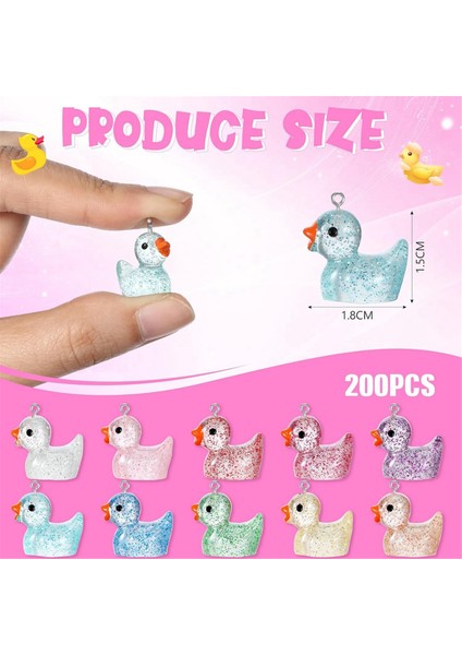 Aydınlık Mini Reçine Ördek Charms Küçük Ördekler Dıy Zincir Kolye 200 Adet (Yurt Dışından)