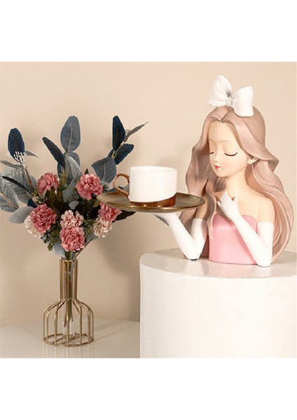 Kız Heykeli Vazo Reçine Model Tepsi Oturma Odası Dekorasyonu, 29X28CM (Yurt Dışından) fiyatları