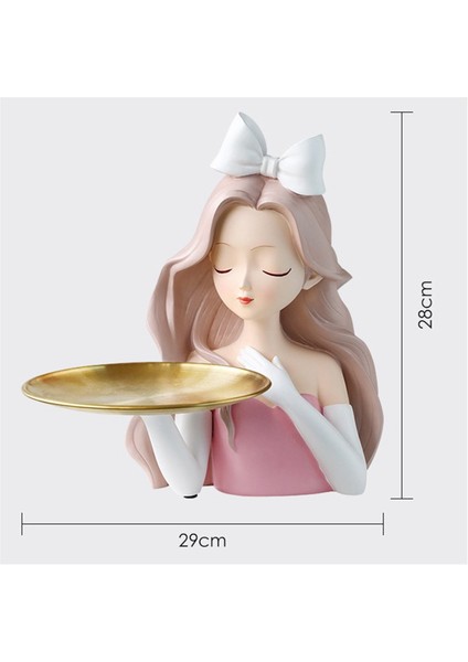 Kız Heykeli Vazo Reçine Model Tepsi Oturma Odası Dekorasyonu, 29X28CM (Yurt Dışından) modelleri