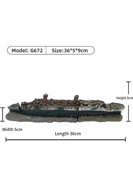 Akvaryum Gemi Enkazı Balık Tankı Peyzaj Reçine El Sanatları, B (Yurt Dışından) modelleri