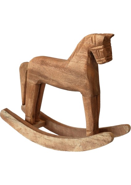 Vintage Oymalı Ahşap Sallanan At Hayvanlar Dekorlu (Yurt Dışından)