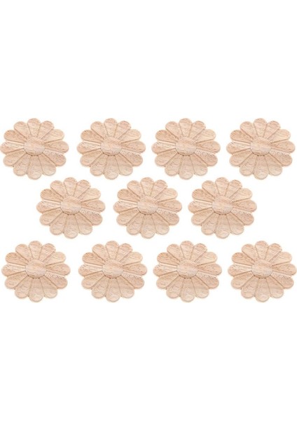 20 Adet Boyasız Yuvarlak Çiçek Desenli Ahşap Oyma Aplike Çerçeve 6cm (Yurt Dışından)