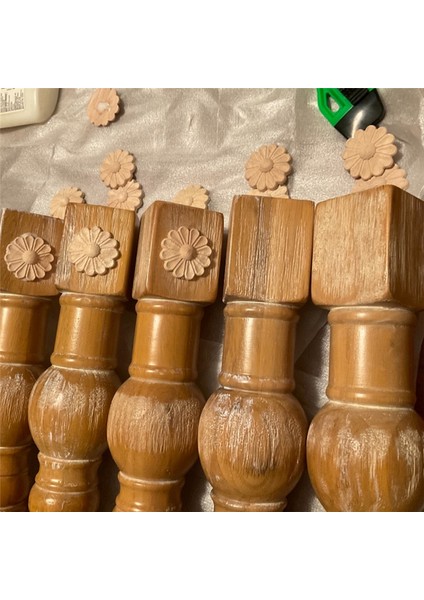 20 Adet Boyasız Yuvarlak Çiçek Desenli Ahşap Oyma Aplike Çerçeve 6cm (Yurt Dışından)