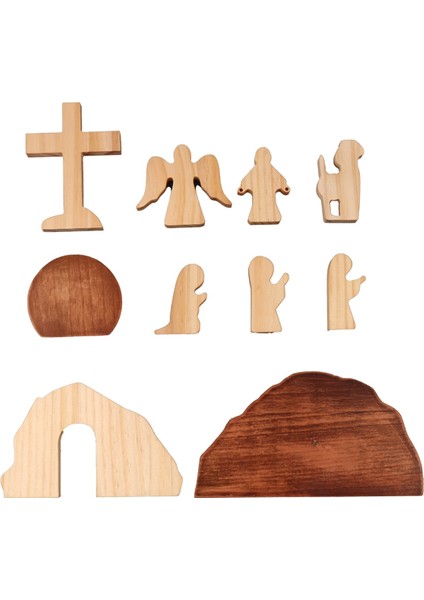 Paskalya Isa Diriliş Sahnesi Üreme Ahşap Masaüstü Süsleri (Yurt Dışından)