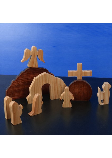 Paskalya Isa Diriliş Sahnesi Üreme Ahşap Masaüstü Süsleri (Yurt Dışından) fırsatları