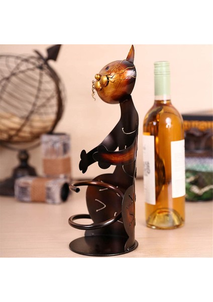 Kedi Şarap Tutucu Rafı Kedi Şekilli Şarap Tutucu Standı Metal Dekoratif (Yurt Dışından)