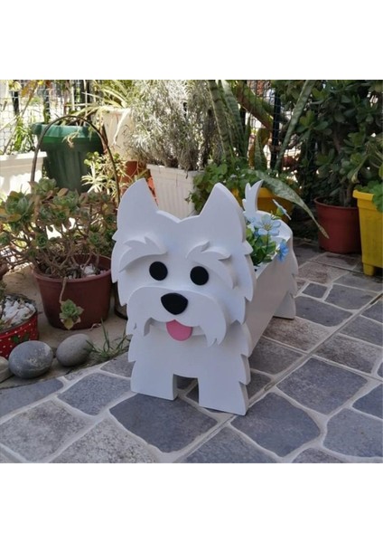 Labrador Köpek Saksısı, Şirin Bahçe Köpek Saksısı Beyaz (Yurt Dışından)