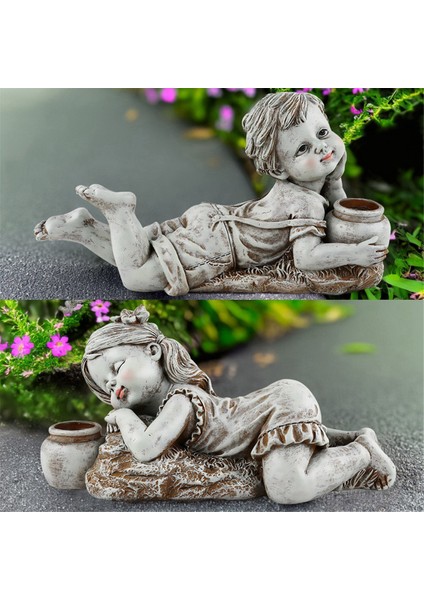 Güneş Enerjili Işıklı Çocuk Bahçe Dekorasyonu Açık Hava Heykeli Reçine Kavanoz Çocuk (Yurt Dışından) fiyatları