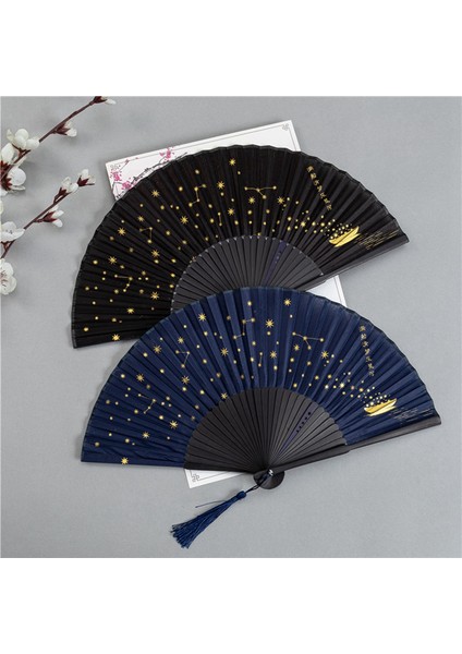 Kadınlar Için Fan Japon Vintage Stil Bambu Ipek Fanlar Mavi (Yurt Dışından) fiyatları