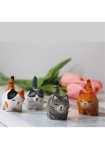 Ahşap Kedi Figürleri Heykel Heykeli Sevimli Küçük Turuncu Kediler Heykeli (Yurt Dışından) fiyatları
