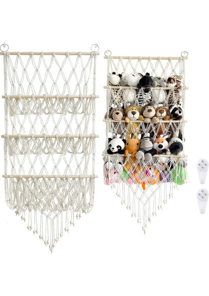 3 Katlı Ahşap Peluş Oyuncak Ağı, Peluş Hayvan Ağı Veya Hamak (Yurt Dışından)