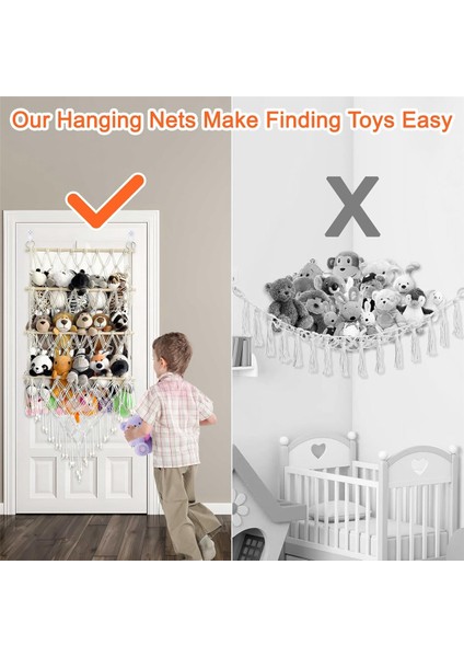 3 Katlı Ahşap Peluş Oyuncak Ağı, Peluş Hayvan Ağı Veya Hamak (Yurt Dışından)