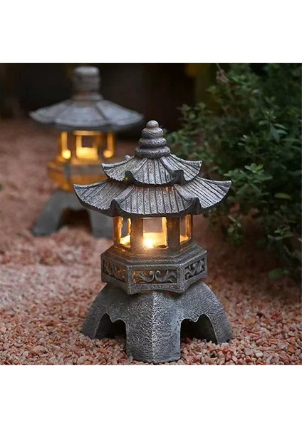 Bahçe Aksesuarı Süsü Güneş Enerjili Pagoda Fener Bahçe Dekoru, C (Yurt Dışından)