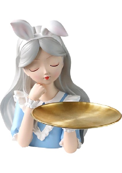 Kız Heykeli Vazo Reçine Model Tepsi Oturma Odası Dekorasyonu, 26.5X26.5CM (Yurt Dışından)