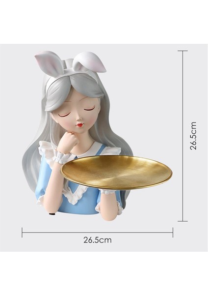 Kız Heykeli Vazo Reçine Model Tepsi Oturma Odası Dekorasyonu, 26.5X26.5CM (Yurt Dışından) modelleri