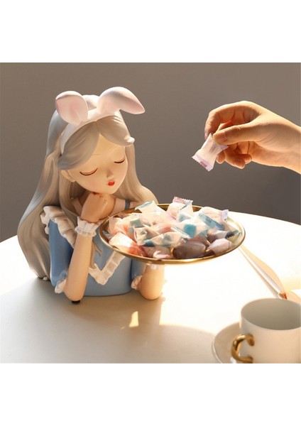 Kız Heykeli Vazo Reçine Model Tepsi Oturma Odası Dekorasyonu, 26.5X26.5CM (Yurt Dışından) fırsatları