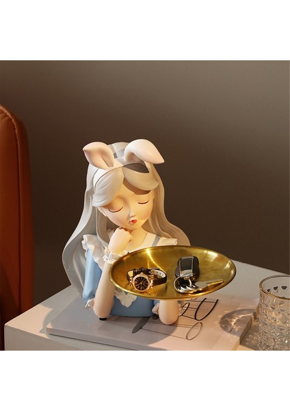 Kız Heykeli Vazo Reçine Model Tepsi Oturma Odası Dekorasyonu, 26.5X26.5CM (Yurt Dışından) indirimleri