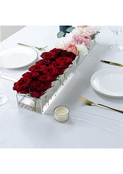 12 Delikli Şeffaf Akrilik Çiçek Vazosu Dikdörtgen Çiçekli Orta Parça (Yurt Dışından) modelleri