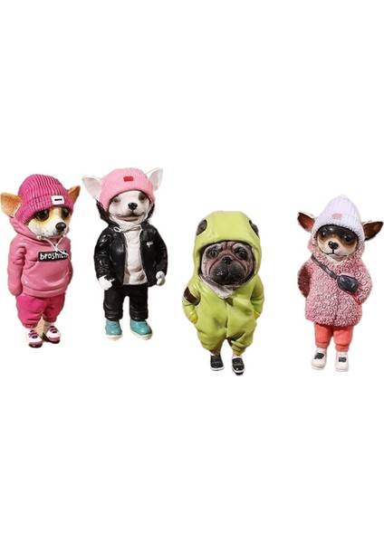 Ayakta Duran Köpek Heykeli Kişileştirme Chihuahua Sharpei Köpek Figürleri (Yurt Dışından)