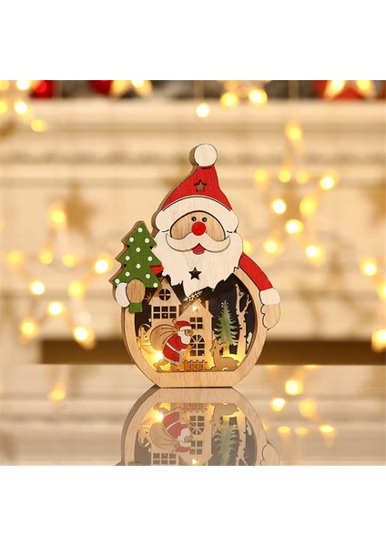 Noel - Noel Baba Süsleri, 2 Parça Parlayan Ahşap Figürler (Yurt Dışından)