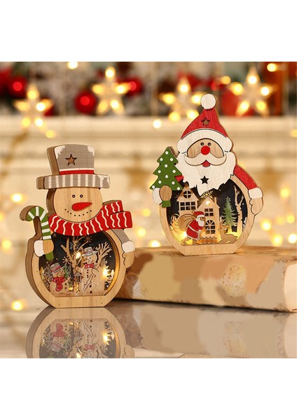 Noel - Noel Baba Süsleri, 2 Parça Parlayan Ahşap Figürler (Yurt Dışından) modelleri