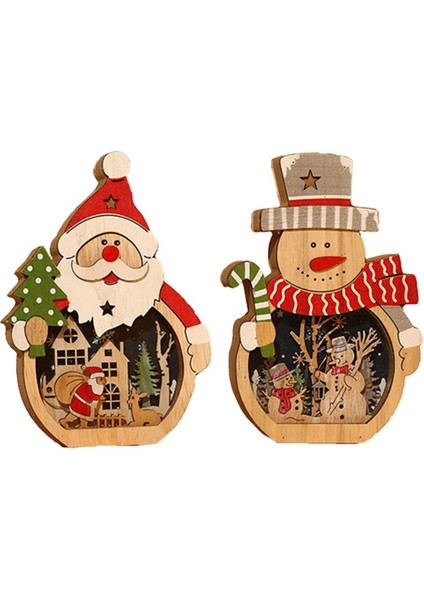 Noel - Noel Baba Süsleri, 2 Parça Parlayan Ahşap Figürler (Yurt Dışından) fırsatları