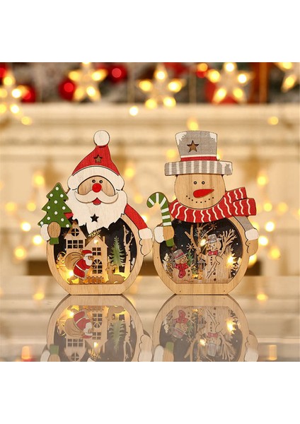 Noel - Noel Baba Süsleri, 2 Parça Parlayan Ahşap Figürler (Yurt Dışından) indirimleri