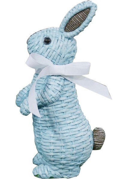 Simülasyon Tavşan Figürü Paskalya Masa Üstü Dekor El Sanatları Süslemesi Mavi-B (Yurt Dışından)