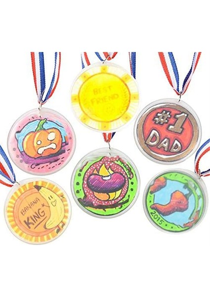 24 Adet Renkli Kendin Yap Madalya, Kendi Ödül Madalyalarınızı Tasarlayın (Yurt Dışından) indirimleri